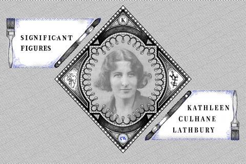 An illustrated portrait of Kathleen Culhane Lathbury