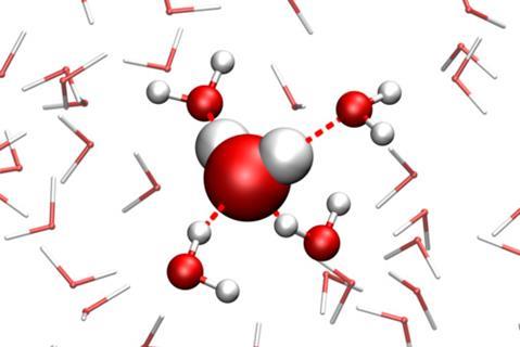 A digital image of water molecules