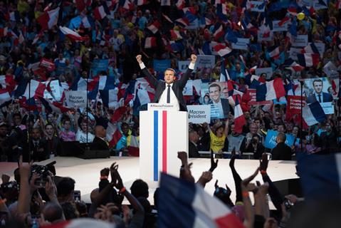 Emmanuel Macron on the campaign trail