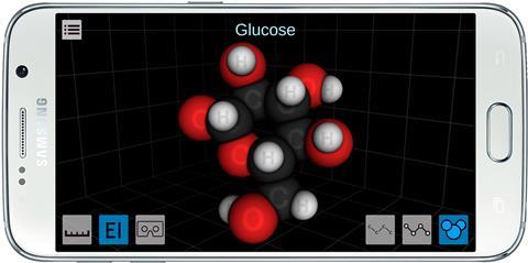 Smart phone with molecule on screen