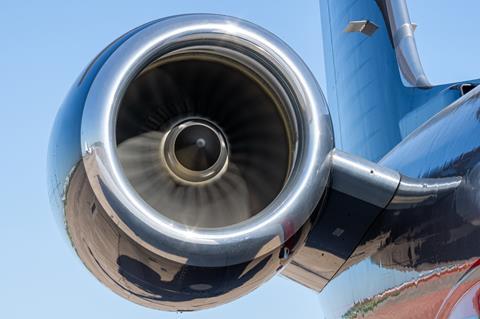 An image showing a jet engine in operation