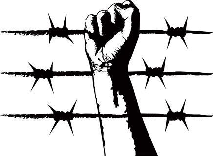 Fist and barbed wire
