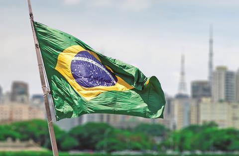 Flag of Brazil in Sao Paulo