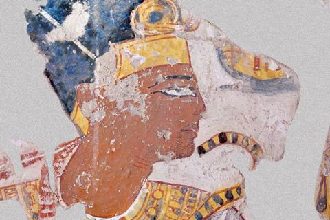 An ancient Egyptian painting of a ruling man's face