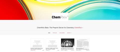 Screenshot of homepage of ChemRXIV story hero