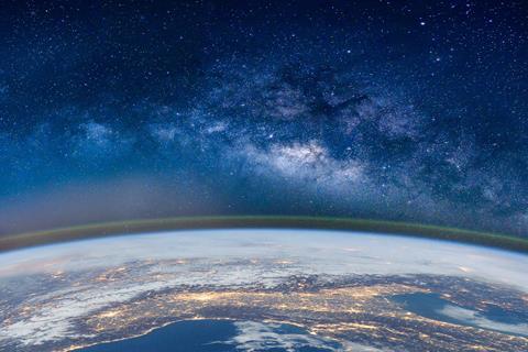 A photo showing the Earth, atmosphere and space