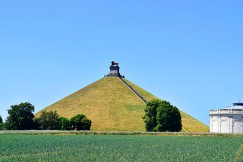 A photograph of the Lion's Mound, Waterloo, Belgium