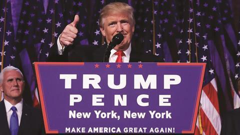 President-elect Donald Trump giving acceptance speech at New York rally - Hero
