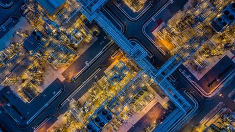 Ariel photograph of a refinery