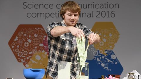 Ben Stutchbury – 2016 Chemistry World science communication competition winner, making slime