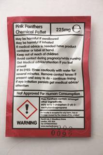 Back of legal high packet listing ingredients and warnings