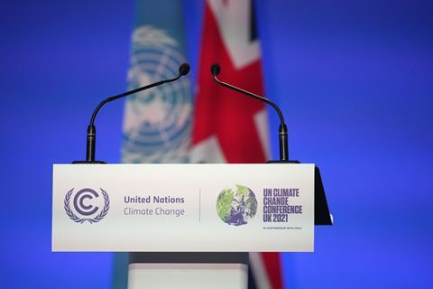 An image showing a COP26 podium