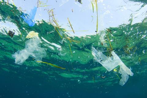 Plastics floating in water