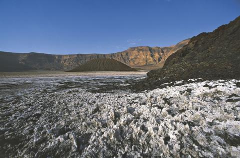 Salt deposits around the caldera of Trou au Natron, Tibesti Region, Chad