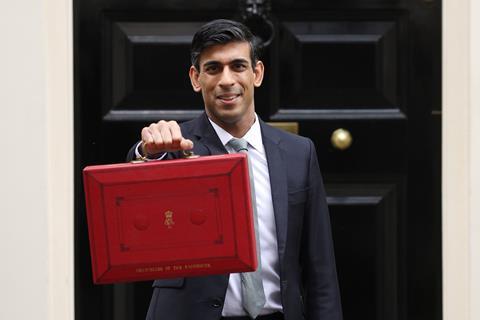 An image showing Rishi Sunak presenting the annual budget