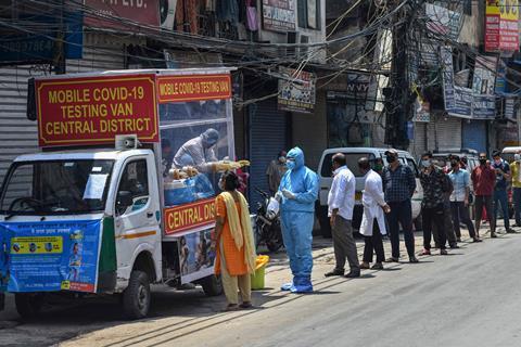 An image showing India coronavirus testing