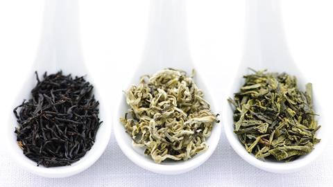 Tea - Black, white & green tea leaves shutterstock 55487722