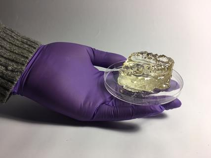 A picture of a dental model printed using computed axial lithography