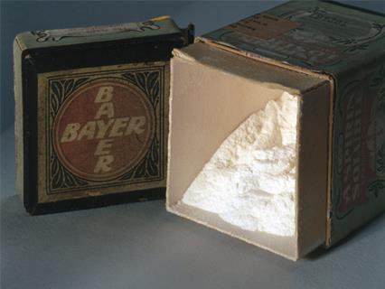 old box of aspirin powder