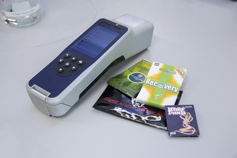'Legal high' packaging and portable Raman scanner