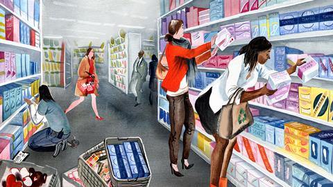 Women shopping for period products