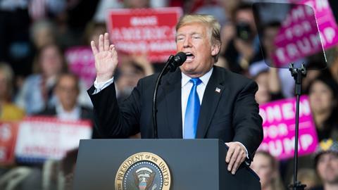 An image showing Donald Trump giving a speech