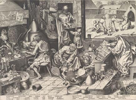 The alchemist by Bruegel the Elder