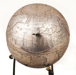 Silver terrestrial globe at the Whipple Museum of the History of Science