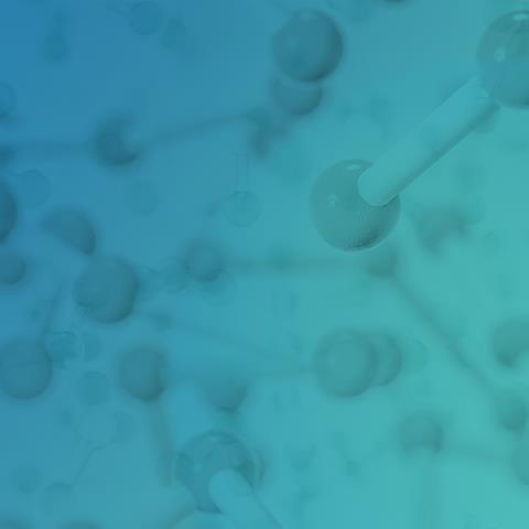 Abstract chemistry image on blue/green background