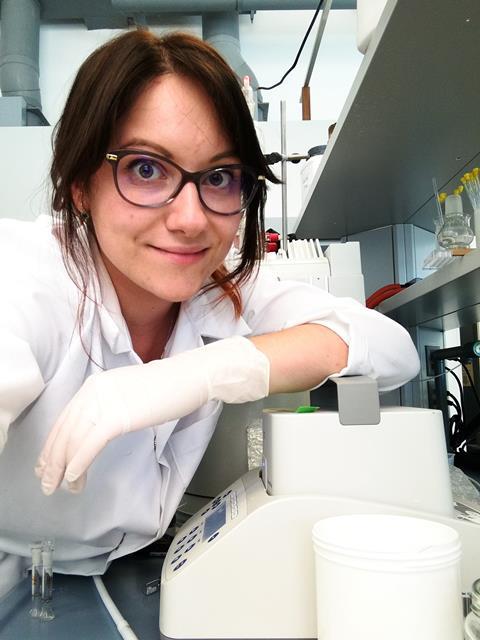 A photograph of Martina Hestoricova in a laboratory