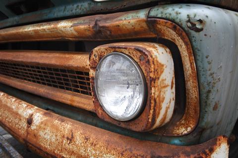 Close up of rust on car