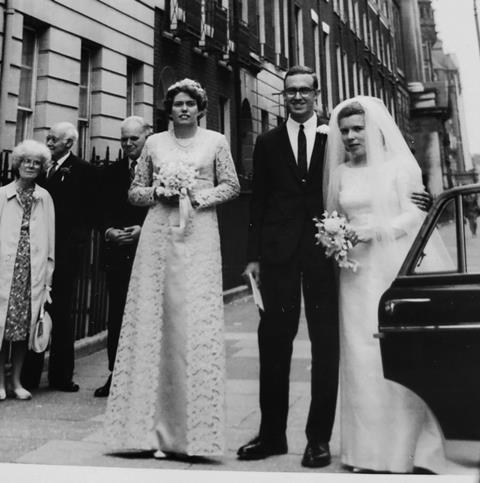 An image showing June Sutor as a bridesmaid at Maureen Julian's wedding