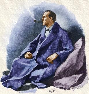 1891 Sidney Paget portrait of Holmes in The Strand for 'The Man with the Twisted Lip'