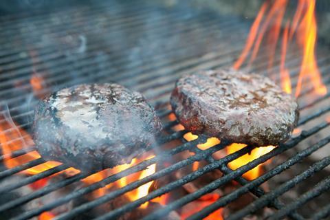 Burgers cooking on a Barbeque