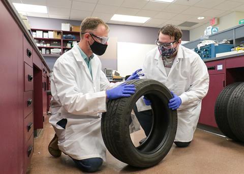 An image showing using LIBS on a tyre