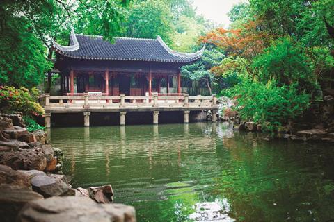 Nine lions pavilion at Yu Yuan gardens, in Shanghai, China