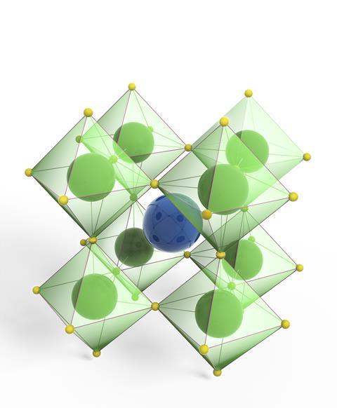 A picture showing a perovskite mineral molecular model