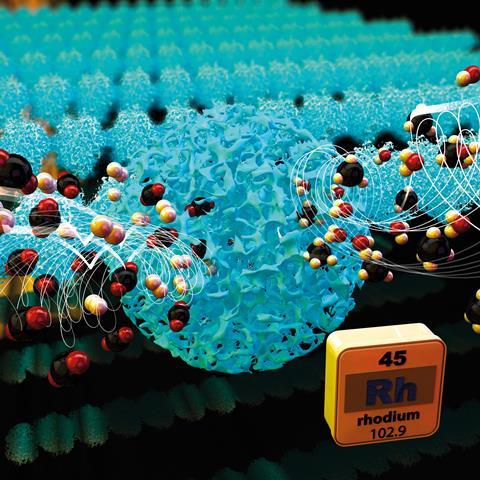 An image shwoing a mesoporous Rh nanoparticle catalysts fabricated with interconnected mesostructure by a wet chemical reduction process