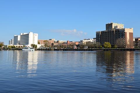 View of Wilmington North Carolina from across the Cape Fear river.