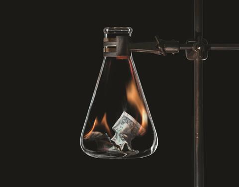 Burning money in conical flask 