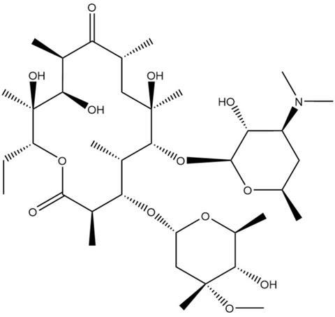 The chemical structure of Erythromycin