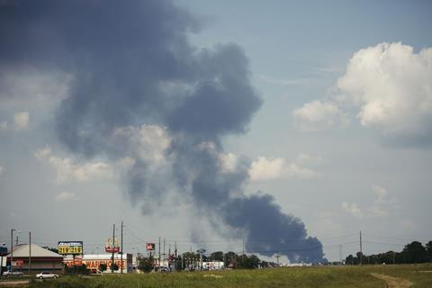 An image showing the Arkema plant fire