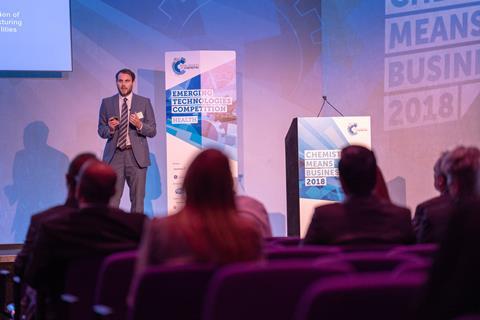 An Emerging Technology finalist outlines the innovation at the RSC's 2018 Chemistry Means Business event