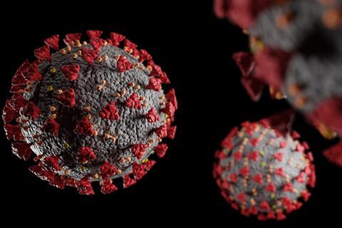 مدل سه بعدی ویروس کرونا که باعث کووید 19 شده است که پروتئین های سطح را نشان می دهد