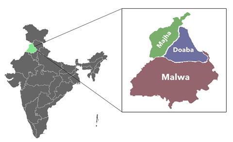 Map of India showing Malwa