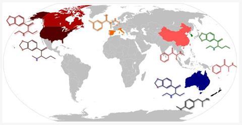 An image showing an annotated world map