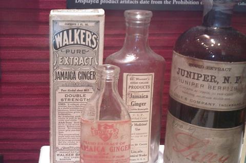 Bottles and packaging for 'Jamaica ginger extract'
