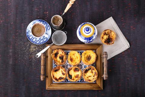 A picture of Portugese custard tarts, known as pastel de nata