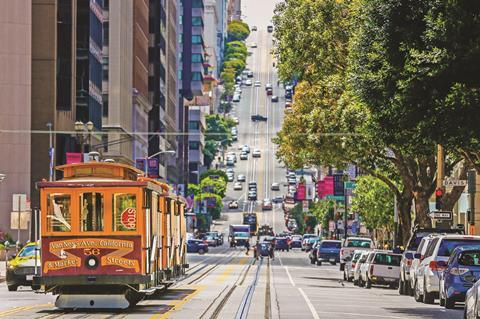 Historic downtown tram in San Francisco