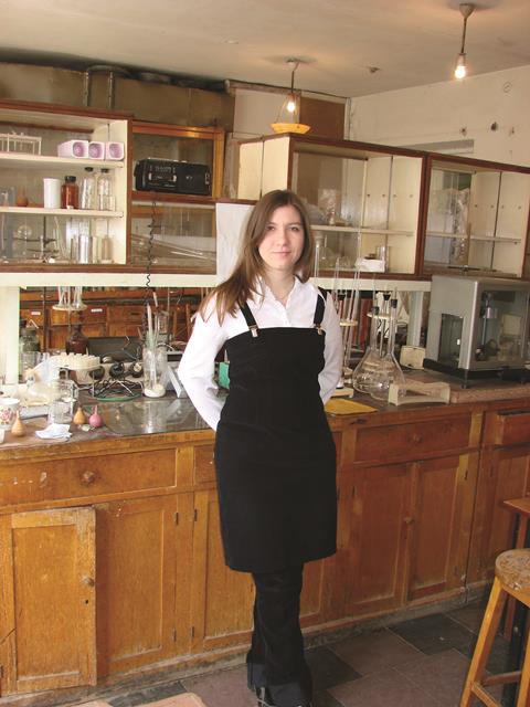 Yuliia Bespalko in lab at Donetsk National University